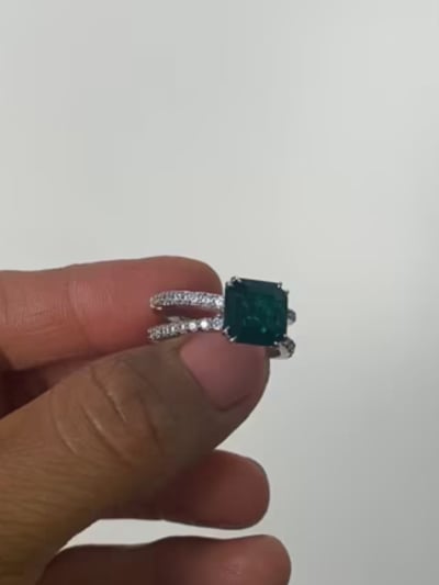 3.5CT SQUARE RING WITH OPEN SHANK F1041-EM-CZ-14K