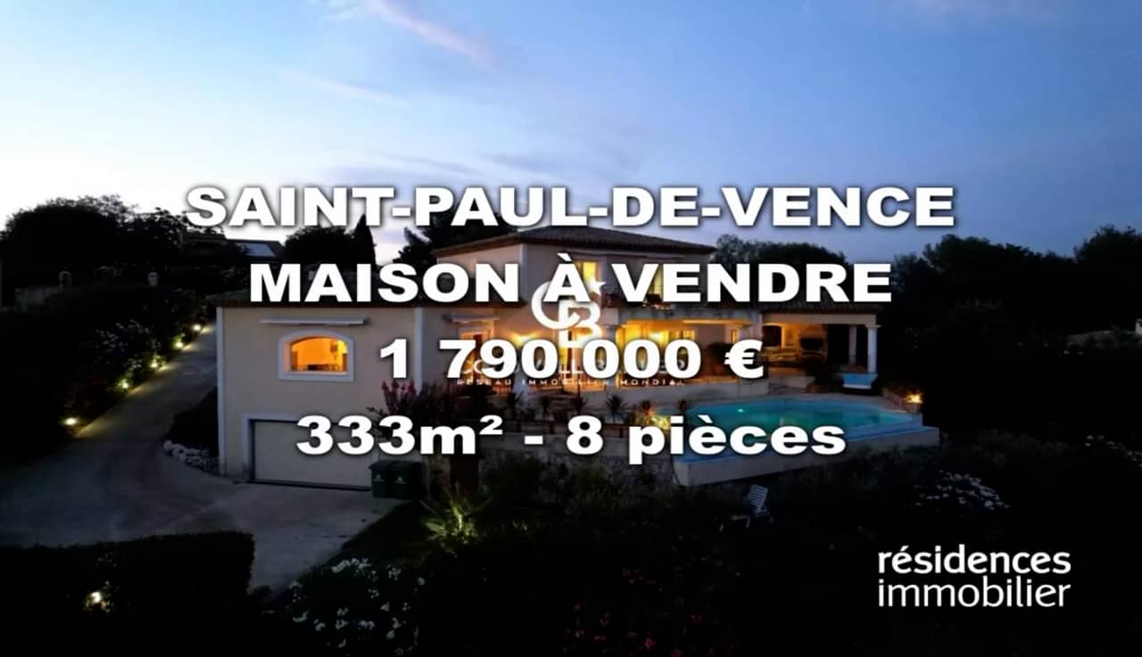 SAINTPAULDEVENCE MAISON À VENDRE 1 790 000 € 333 m² 8 pièces