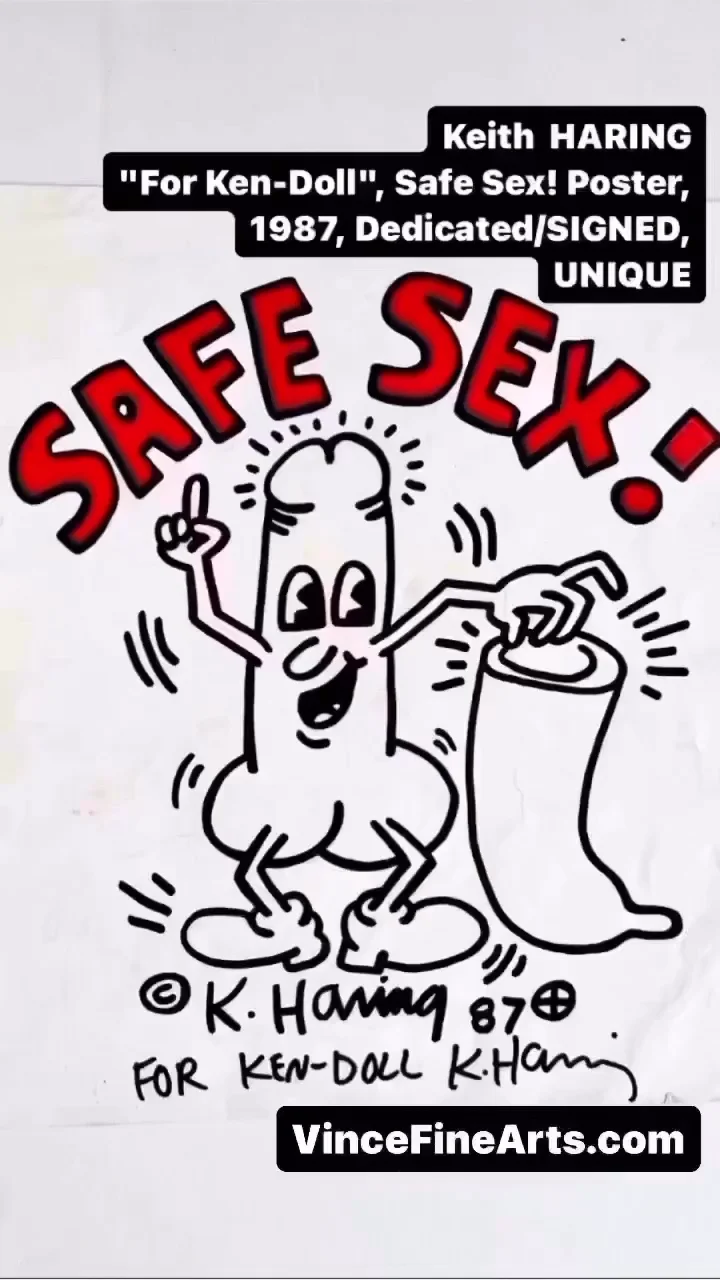 vince-fine-arts-slash-ephemera--artworkId-keith-haring-for-ken-doll-safe-sex-poster-1987-dedicated-slash-signed-pop-shop-nyc