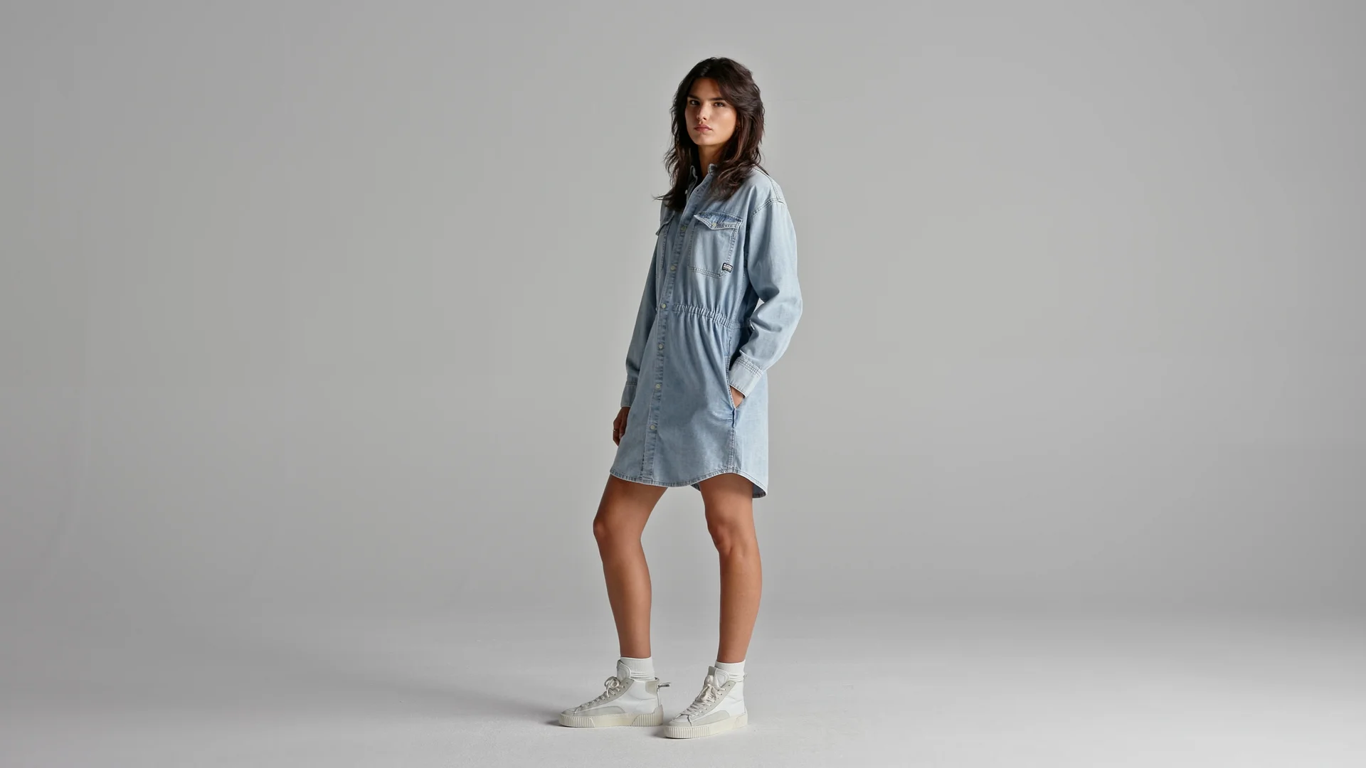 Relaxed Drawcord Denim Dress | Light blue | G-STAR® ZA