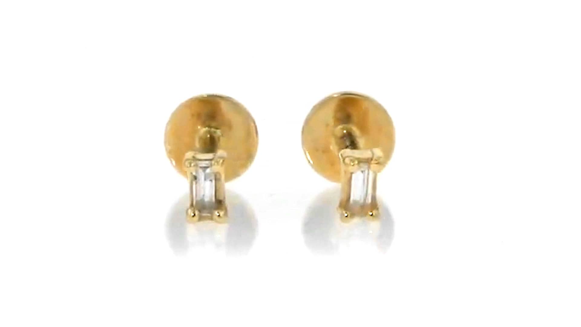 Baguette Diamond-Accented Stud Earrings in 14kt Yellow Gold on Vimeo