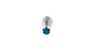 Blue Diamond-Accented Single Stud Earring in Sterling Silver