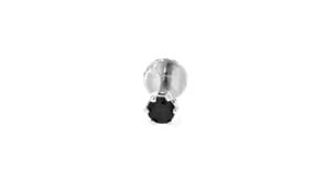 Black Diamond-Accented Single Stud Earring in Sterling Silver