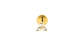 Diamond-Accented Three-Stone Single Stud Earring in 14kt Yellow Gold