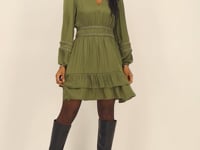 Green dress with ruffles and studs | My Jewellery