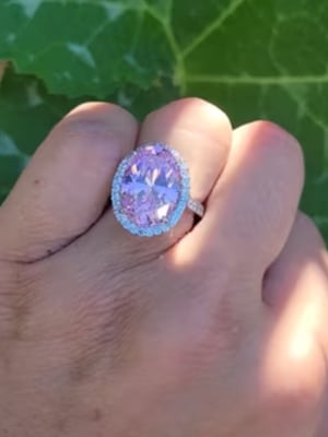 Pink Halo Oval Ring