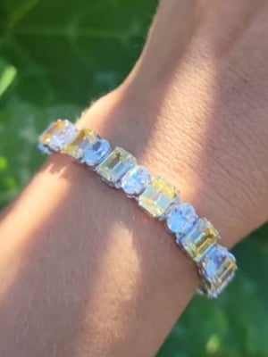 Canary Emerald-Cut & Clear Oval Alternating Bracelet