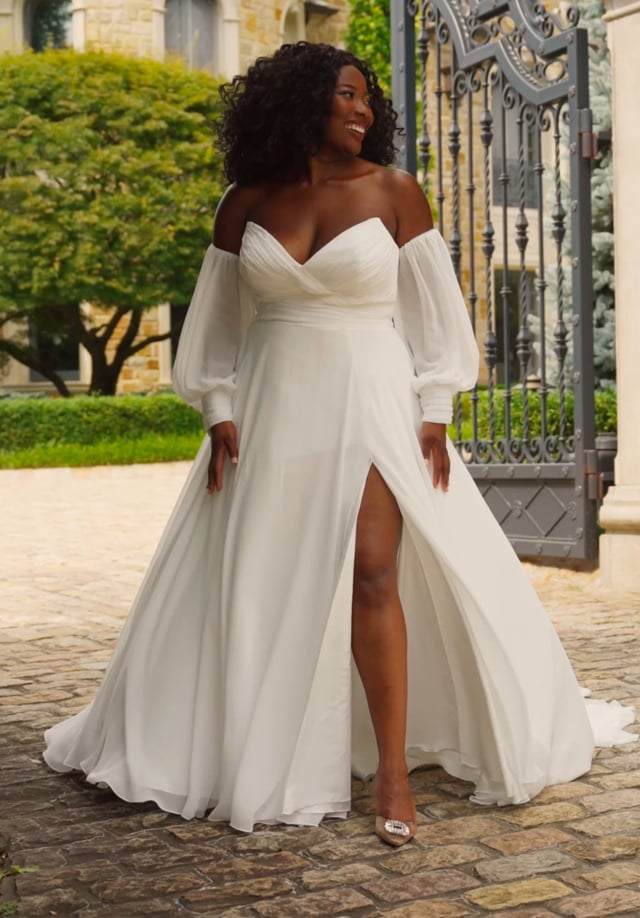 Draped Front Wedding Dress