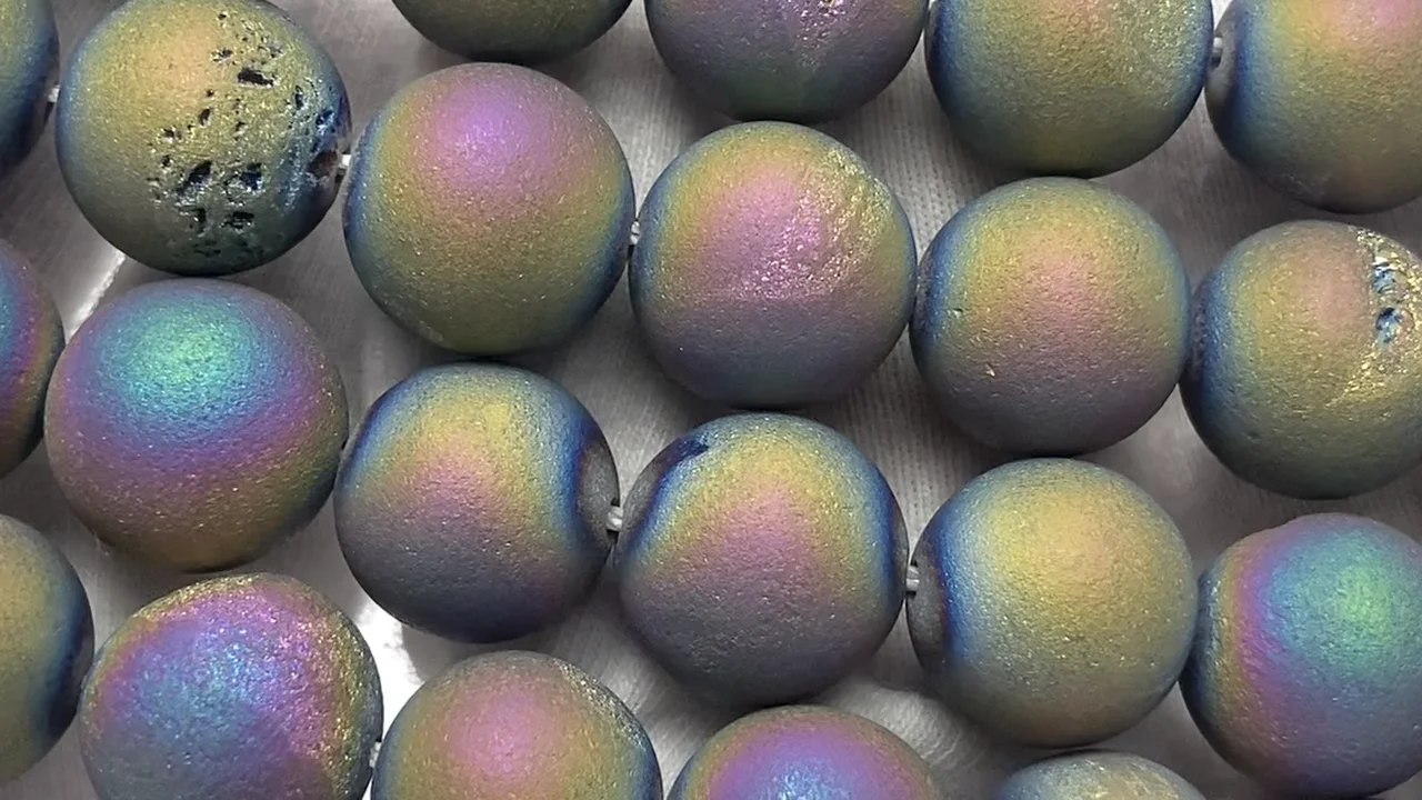 ドゥルージーアゲート ラウンド12mm マットレインボー 1連｜天然石