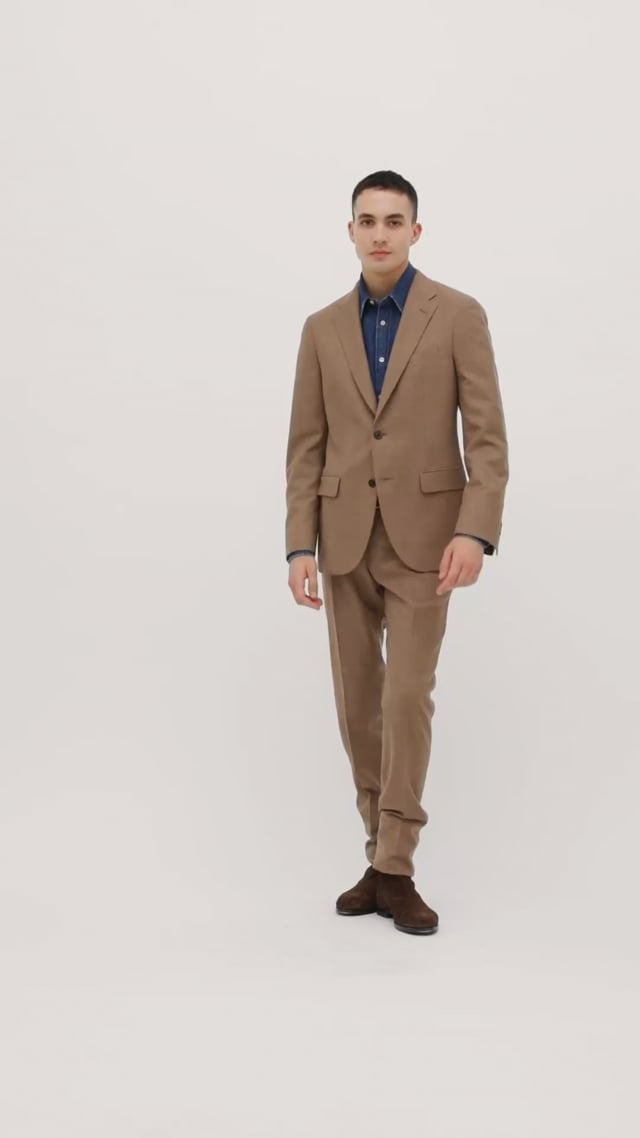 Italian Wool Camouflage Jacquard Suiting in Indigo