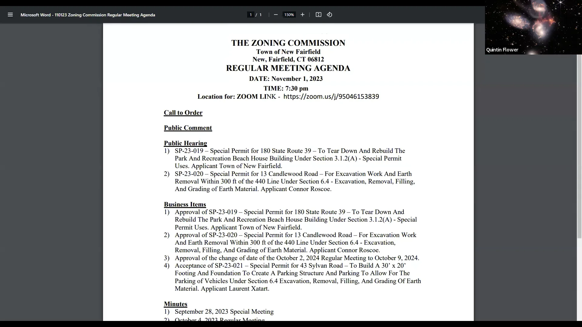 Town of New Fairfield Board of Selectmen And other town boards