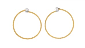 ALOR Yellow Stainless Steel Cable Hoop Earrings with Diamond Accents in 18kt White Gold