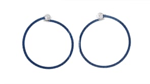 ALOR Blue Stainless Steel Cable Hoop Earrings with Diamond Accents in 18kt White Gold