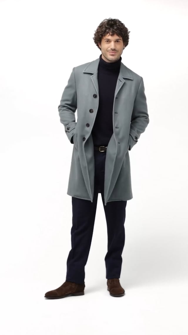 Virgin wool Duster coat in Green: Luxury Italian Coats | Boglioli®