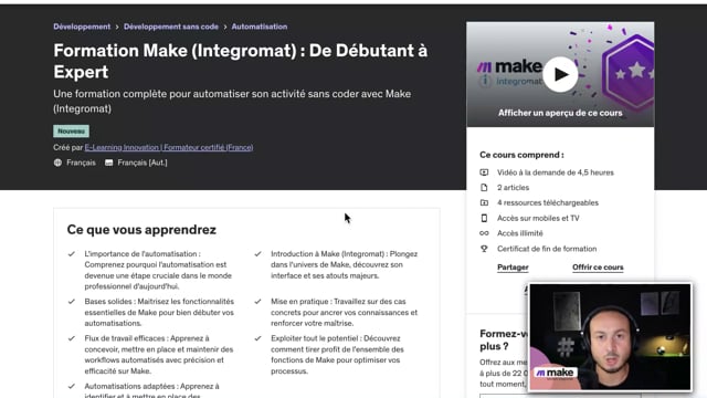 vous fournir une formation Make ex Integromat