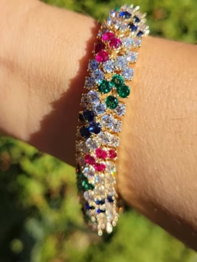 Multi-Color Round Brilliant Stone Bracelet