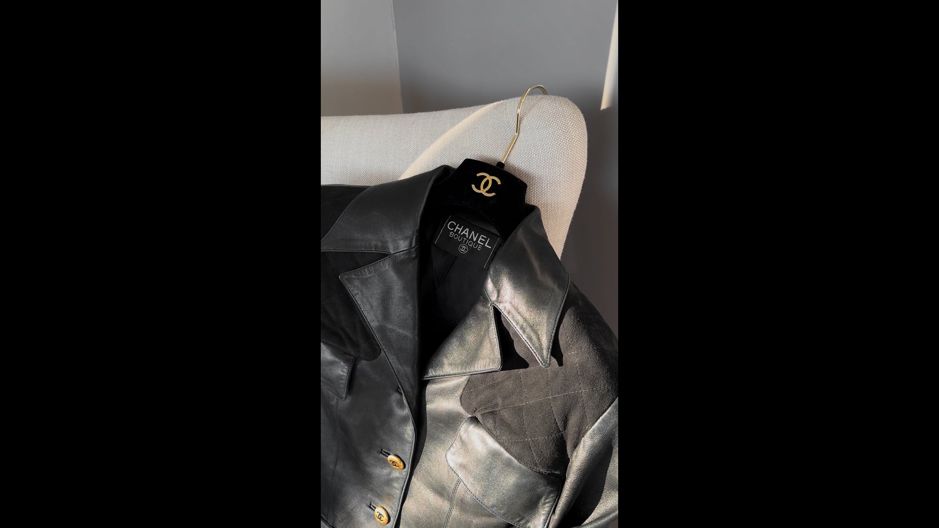 Iconic Chanel Vintage F/W 1992 Black Gold CC Lambskin Iconic Chanel Vintage F/W 1992 Black Gold CC Lambskin