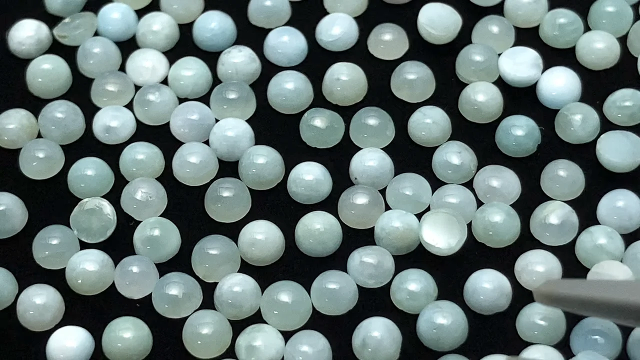 ラリマー AA++ ラウンド カボション3×3mm 10個 - 天然石ビーズ