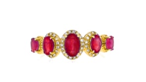 1.30 ct. t.w. Ruby and .12 ct. t.w. Diamond Ring in 14kt Yellow Gold