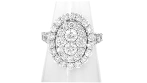 3.50 ct. t.w. Diamond Cluster Oval Ring in 14kt White Gold