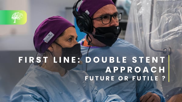 First line: double stent approach, future or futile?