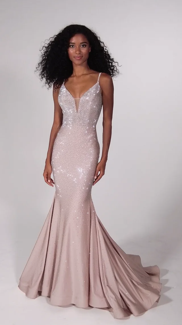 Light pink shop fitted prom dress