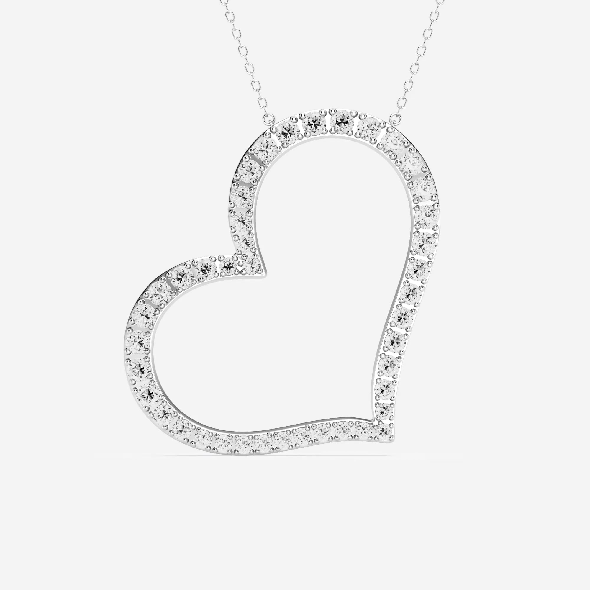 product video for 2 1/8 ctw Round Lab Grown Diamond 1 1/2 Inch Sideways Heart Pendant