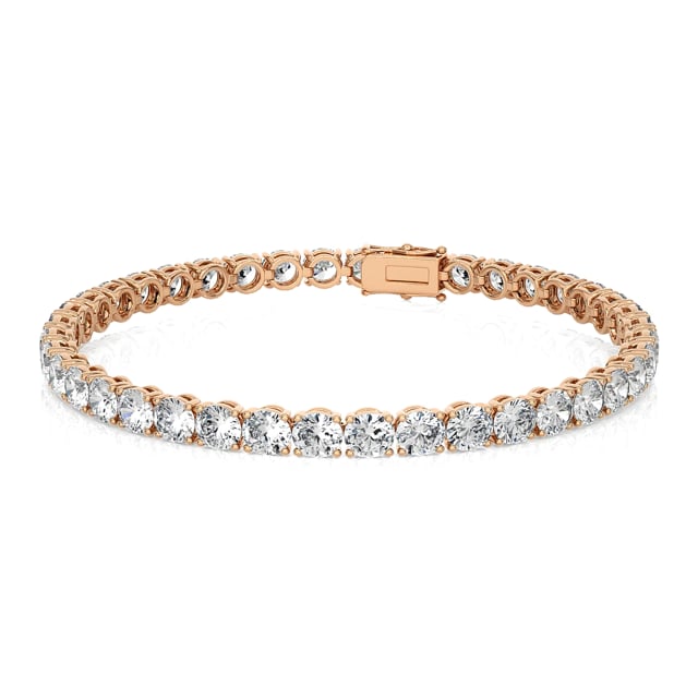 11.70 carat bracelet rivière en or rouge avec diamants synthétiques