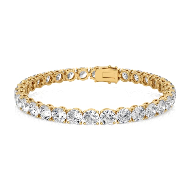 14.50 carat tennis bracelet in yellow gold with lab grown diamonds