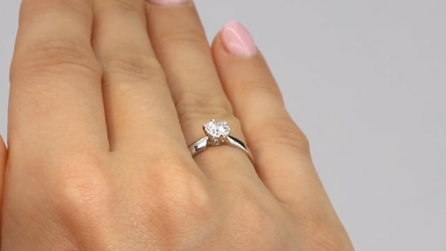 Wideo Pierścionek zaręczynowy  z diamentem Kartezja z platyny