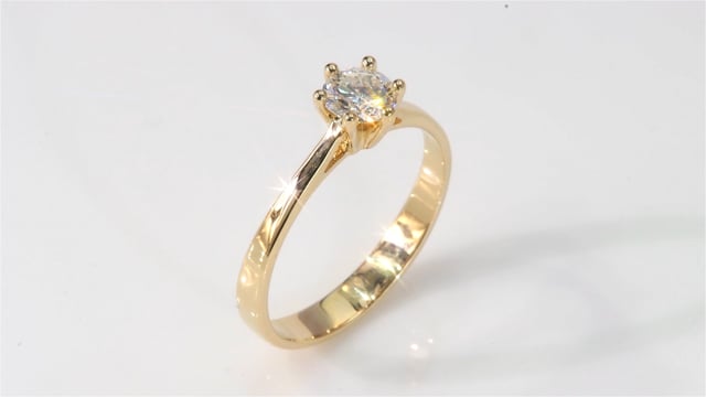 Wideo Pierścionek zaręczynowy  z diamentem Kartezja z żółtego złota