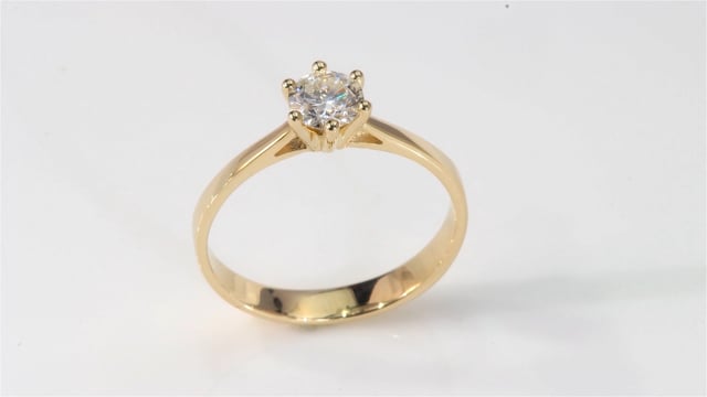 Wideo Pierścionek zaręczynowy  z diamentem Kartezja z żółtego złota