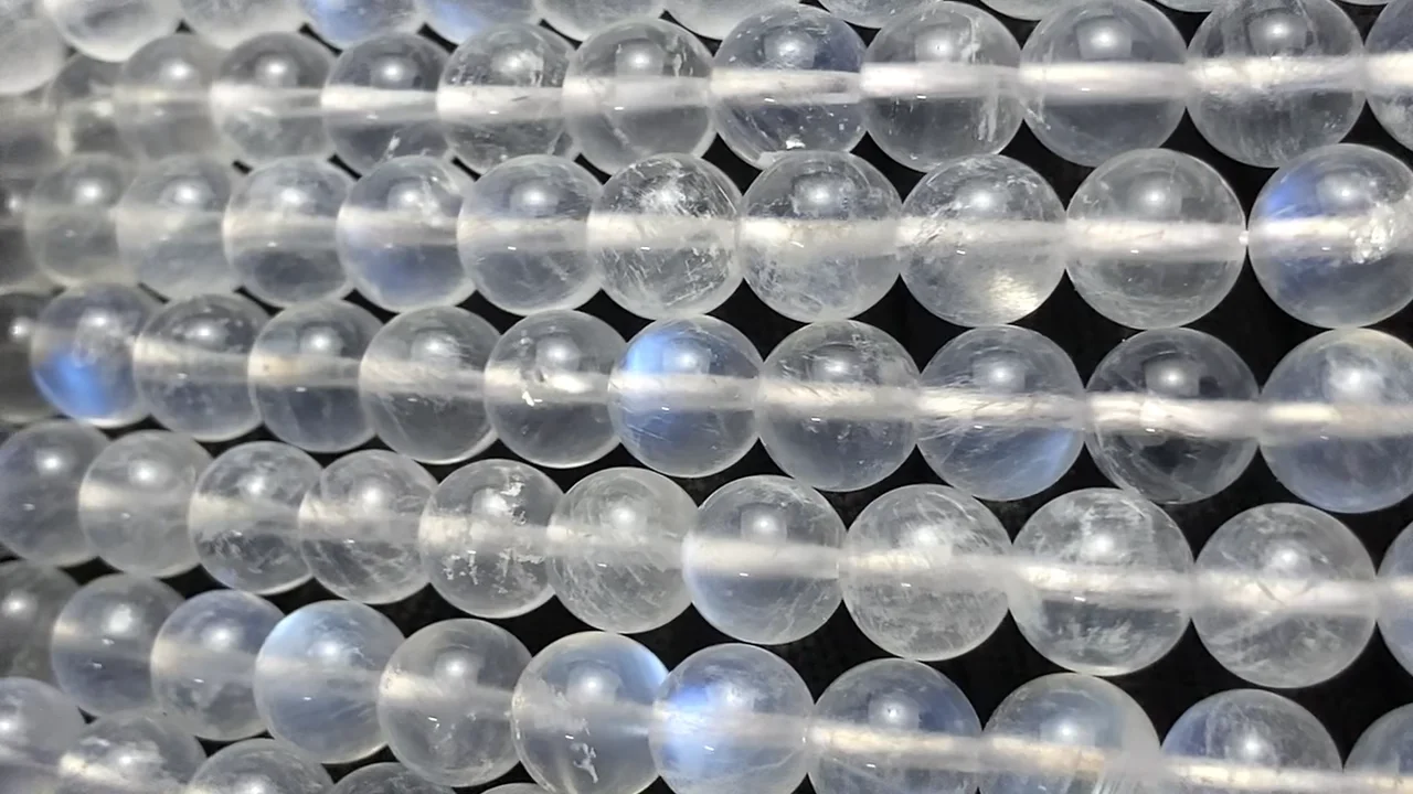 スリランカ産 ロイヤルブルームーンストーン ラウンド8mm 半連/1連