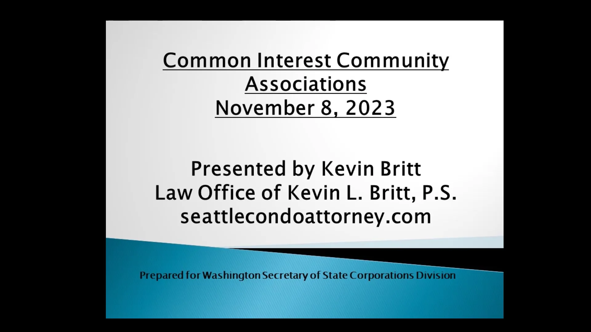 Community Associations and WA State Law Nov 8, 2023