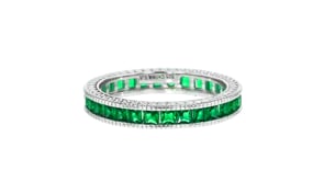 Simulated Emerald Eternity Band in Sterling Silver