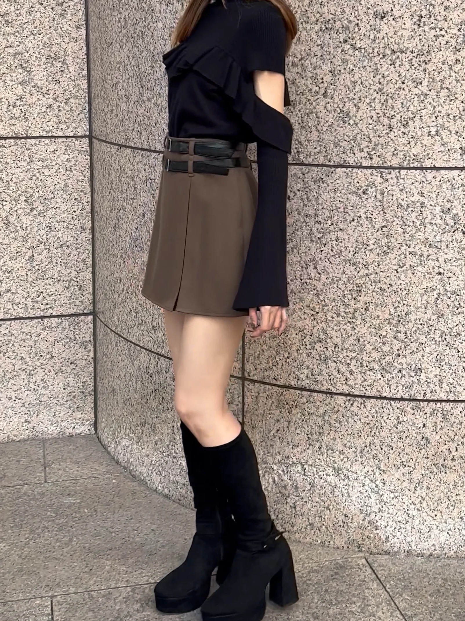 2.8万◆wb◆ダブルビー◆タックスカート ネイビー デザインタックスカート– kay me