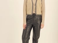Beige teddy gilet with black embroidery