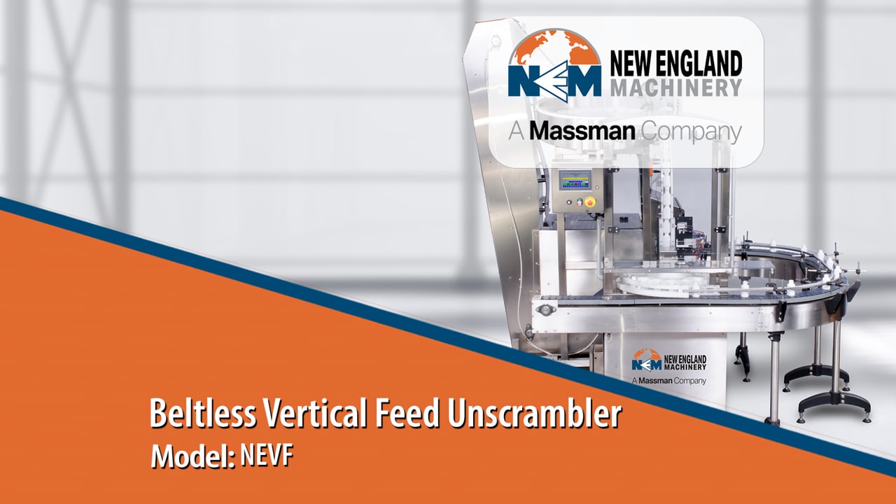 NEVF, Vertical Bottle Feeder, Beltless Container Unscrambler
