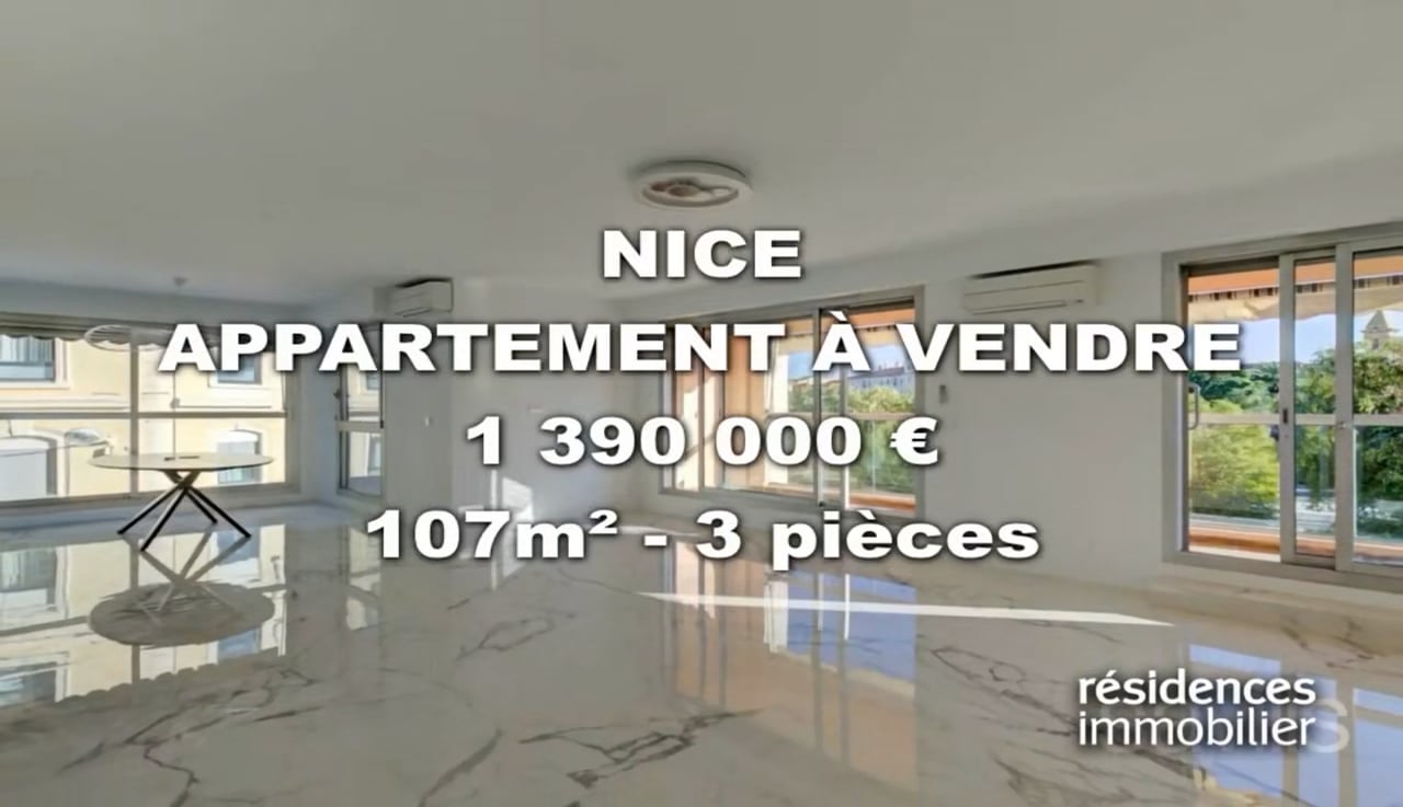 NICE - APPARTEMENT À VENDRE - 1 390 000 € - 107 M² - 3 Pièces On Vimeo