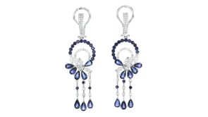 4.40 ct. t.w. Sapphire and 2.38 ct. t.w. Diamond Chandelier Earrings in 14kt White Gold
