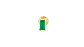 Baguette Emerald-Accented Single Stud Earring in 14kt Yellow Gold