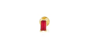 10 Carat Baguette Ruby Single Stud Earring in 14kt Yellow Gold