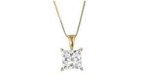 2.00 Carat Princess-Cut Lab-Grown Diamond Pendant Necklace in 14kt Yellow Gold