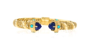 Lapis and Turquoise Cuff Bracelet in 18kt Gold Over Sterling