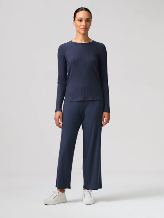 Variegated Rib Knit Wide-Leg Pant | EILEEN FISHER
