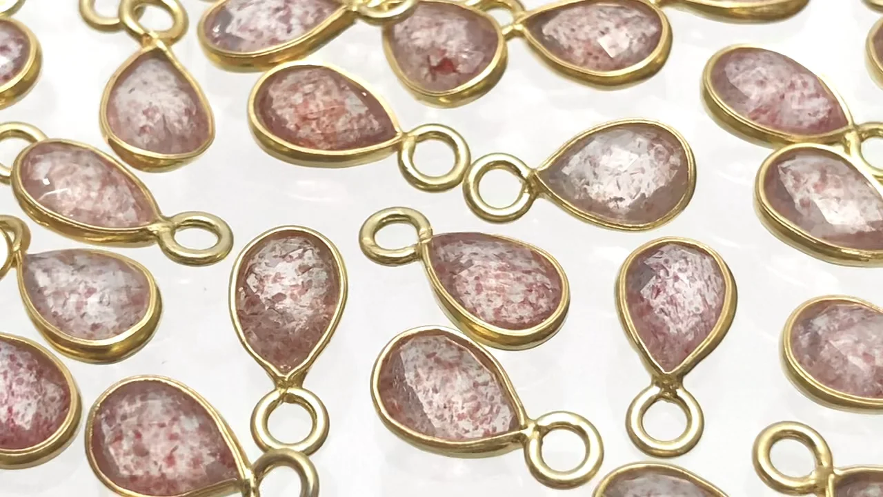 動画】宝石質ピンクエピドートAAA- 枠留めペアシェイプカット7