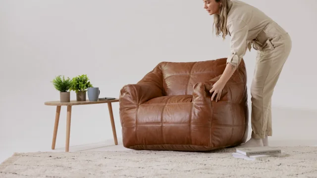 Bean bag deals brown leather