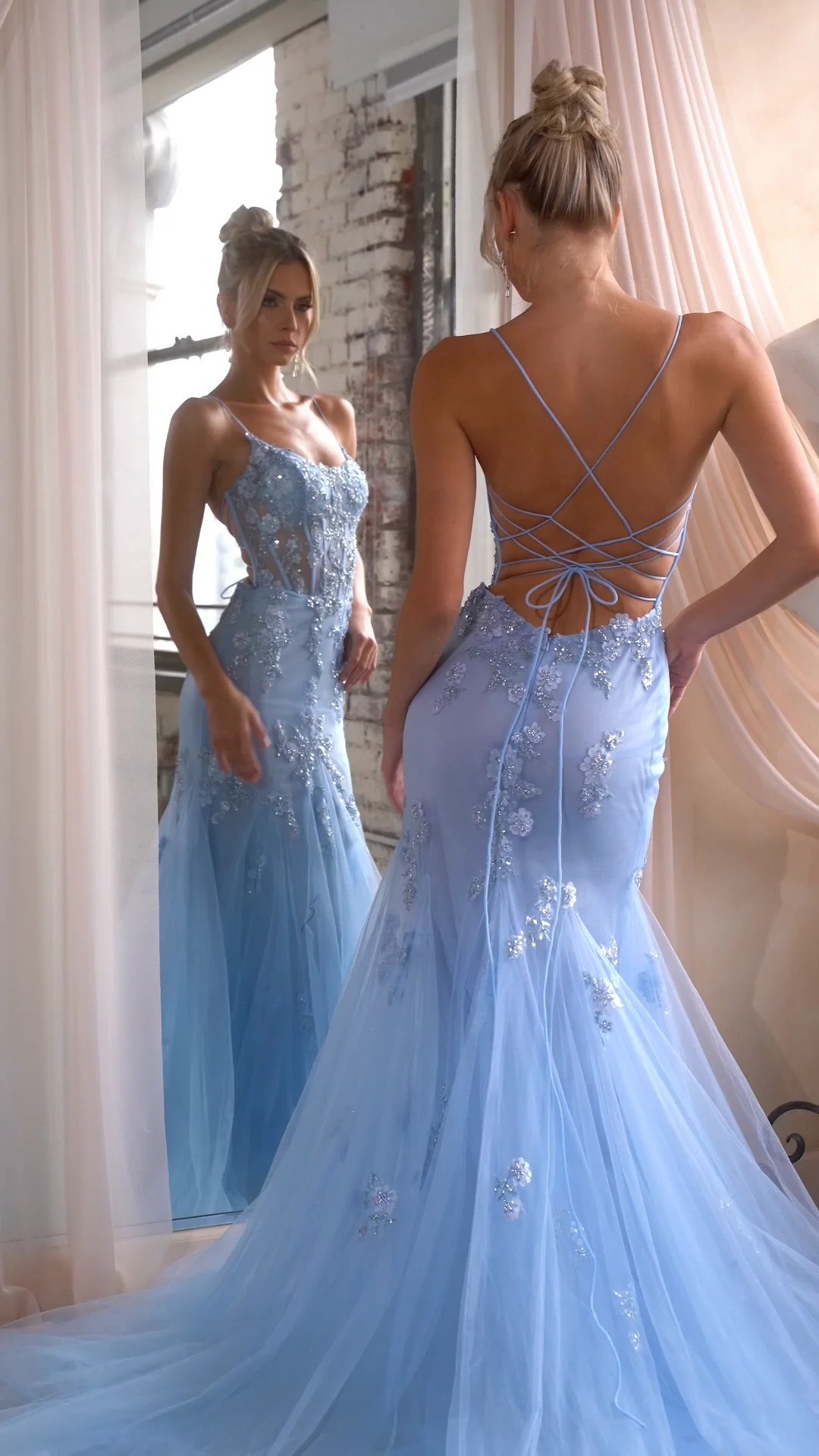 Robe De Soirée Longue En Chiffon Argenté - Dos Transparent Perles - Taille L Neuve