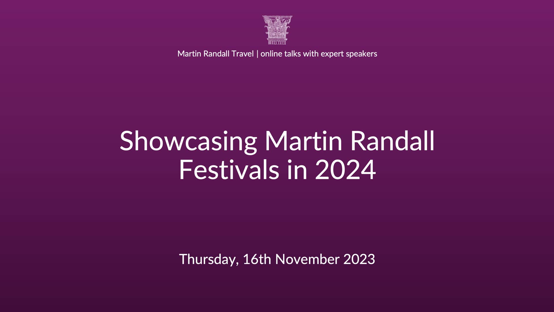 Showcasing Martin Randall Festivals in 2024 on Vimeo