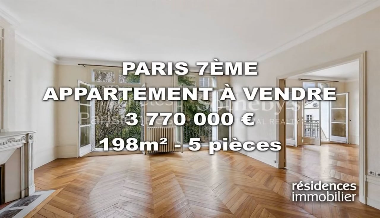 PARIS 7ÈME - APPARTEMENT À VENDRE - 3 770 000 € - 198 M² - 5 Pièces On ...